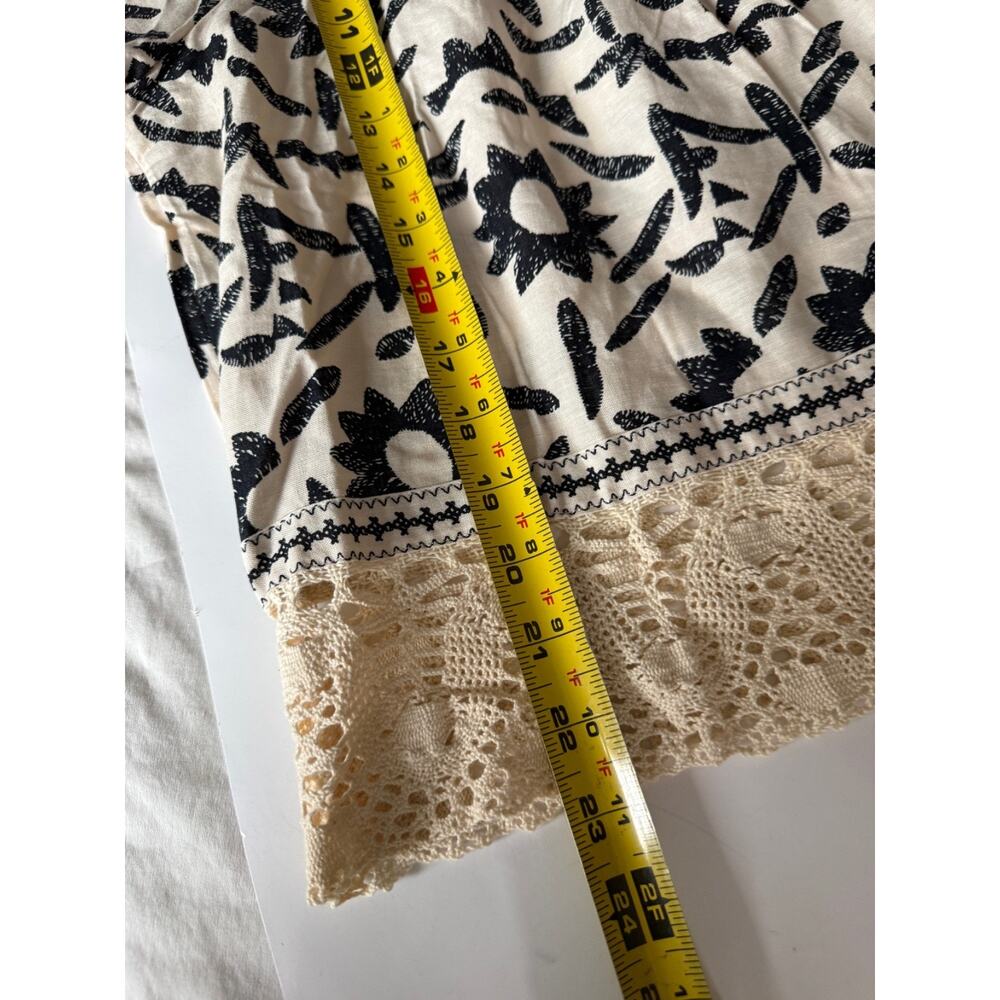 Christain Siriano New York boho puff sleeve square neck linen blend L SZ Large - Picture 8 of 12